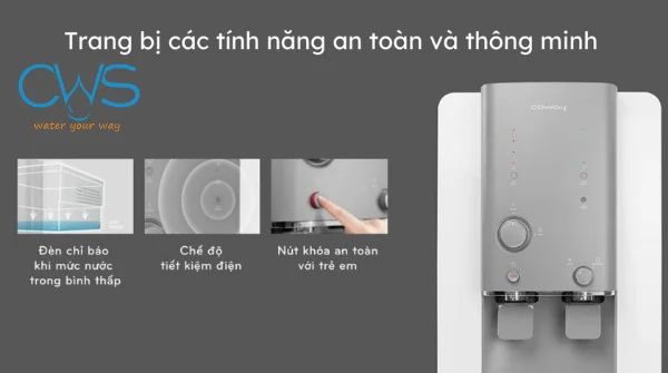 Máy lọc nước Coway VILLAEM 2 (CHP-18AR) sở hữu nhiều tính năng an toàn và thông minh