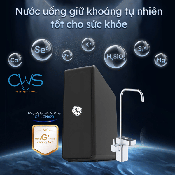 Máy lọc nước GE GN620 âm tủ bếp- Giữ khoáng tự nhiên, tốt cho sức khỏe