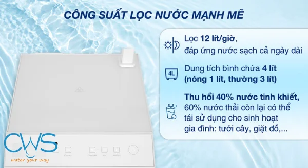 Máy lọc nước Toshiba TWP-H2396SVN(W) với công suất lọc cực kỳ mạnh mẽ