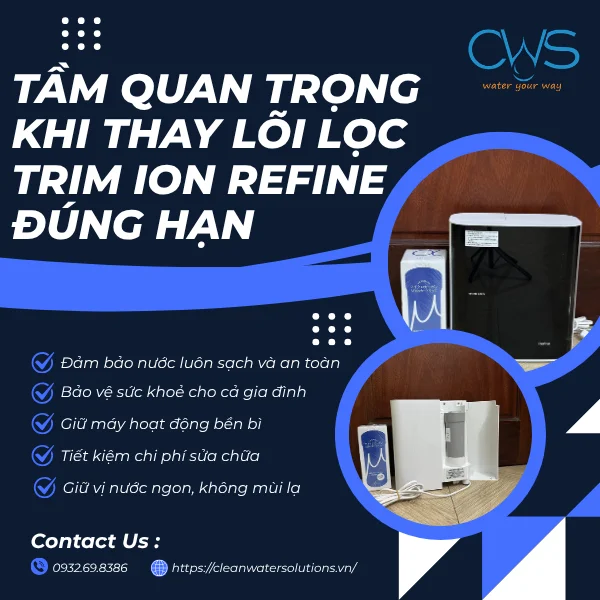 Tầm quan trọng khi thay lõi lọc Trim Ion Refine đúng hạn