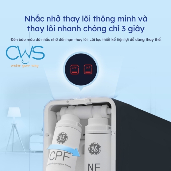 Thay lõi đơn giản, dễ dàng với máy lọc nước GE B04