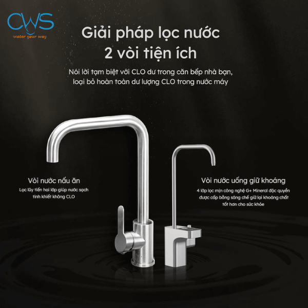 Thiết Kế 2 Vòi Lấy Nước Tiện Lợi Trên Máy Lọc Nước GE DN810