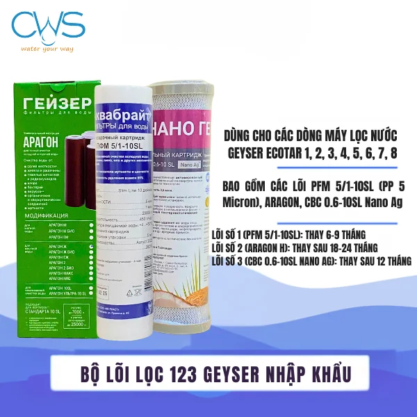 Thời Gian Thay Bộ Lõi Lọc 123 Geyser Nhập Khẩu