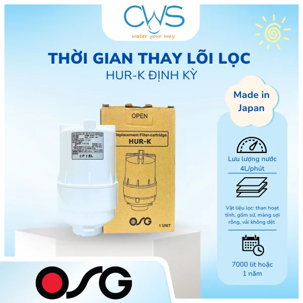 Thời gian thay lõi lọc nước HUR-K định kỳ