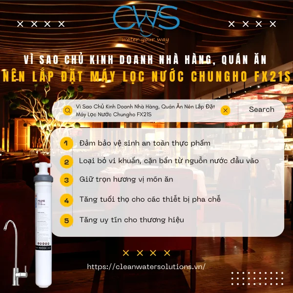 Vì Sao Chủ Kinh Doanh Nhà Hàng, Quán Ăn Nên Lắp Đặt Máy Lọc Nước Chungho FX21S