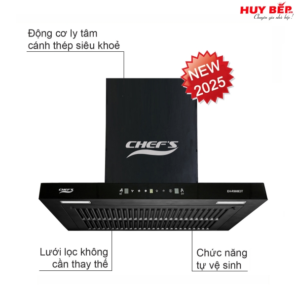 Máy hút mùi Chefs EH-R908E3T - Động cơ cánh thép - Tự vệ sinh