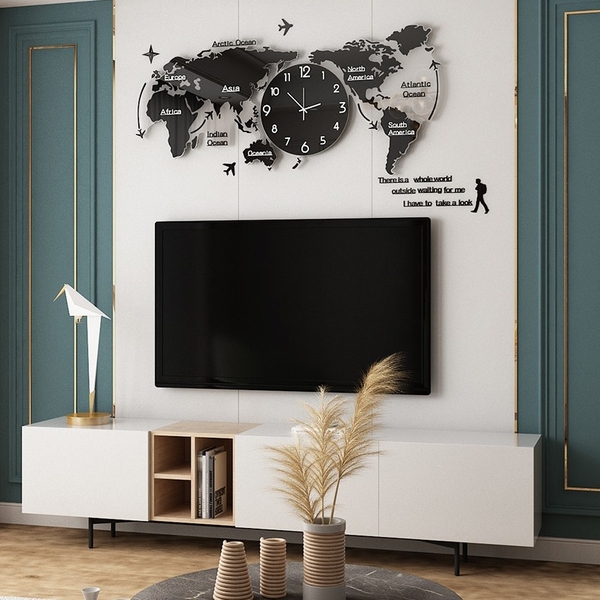 Đồng hồ treo tường bản đồ thế giới P-HOME