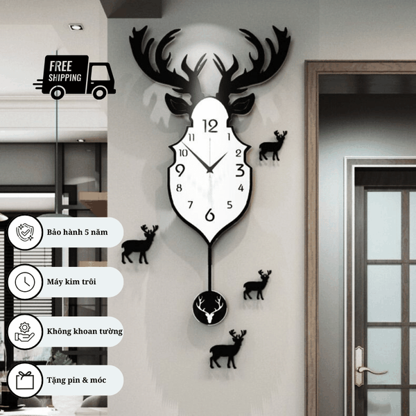 Đồng Hồ Decor Treo Tường Quả Lắc P-HOME CL007