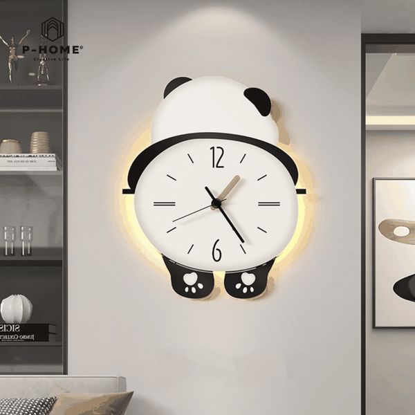 Đồng Hồ Treo Tường Gấu Panda Cute CL076 Với Đèn LED