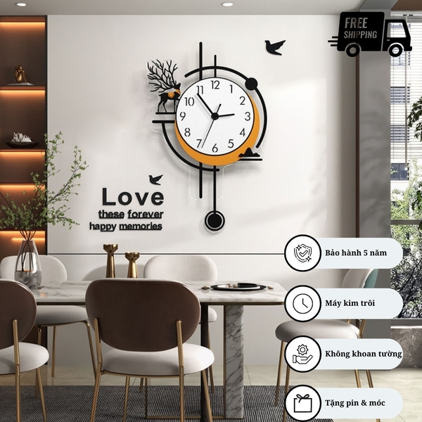 Đồng Hồ Quả Lắc Treo Tường Phong Cách Bắc Âu CL078