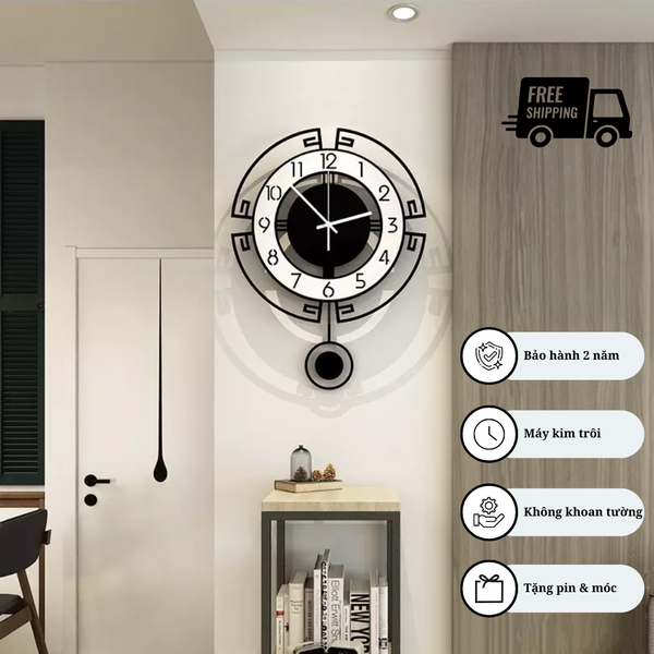 Đồng hồ quả lắc trang trí treo tường CL018 phong cách tối giản