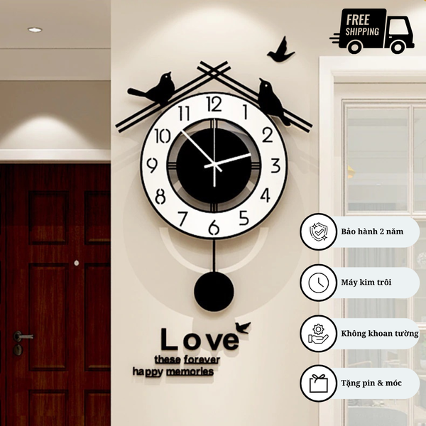 Đồng hồ trang trí nội thất CL029 - đôi chim hạnh phúc