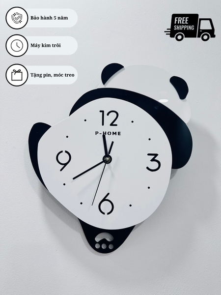 Đồng Hồ Treo Tường Gấu Panda CL076-B Có Đèn LED