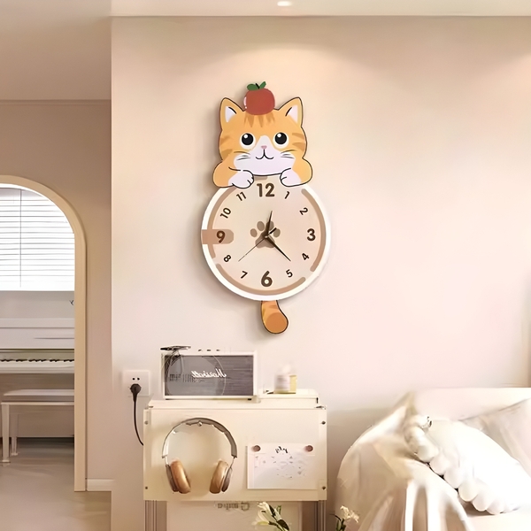 Đồng Hồ Treo Tường Mèo Cute Có Đuôi Lắc CL104