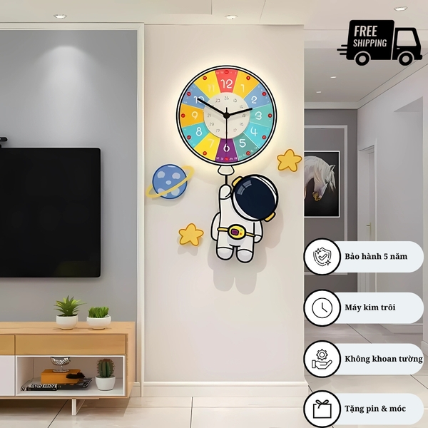 Đồng Hồ Treo Tường Phi Hành Gia Bóng Bay P-HOME CL095