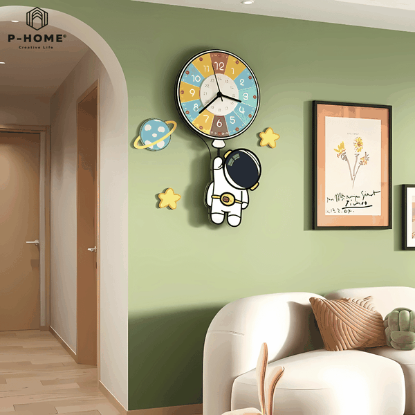 Đồng Hồ Treo Tường Phi Hành Gia Bóng Bay P-HOME CL095