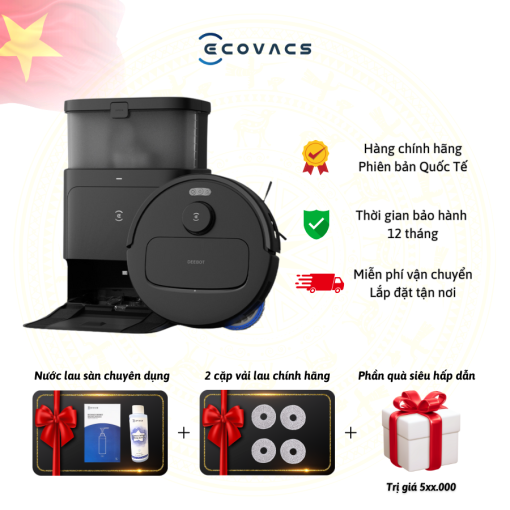 Robot hút bụi lau nhà Ecovacs N30 Pro Omni Màu Đen Mới ra mắt