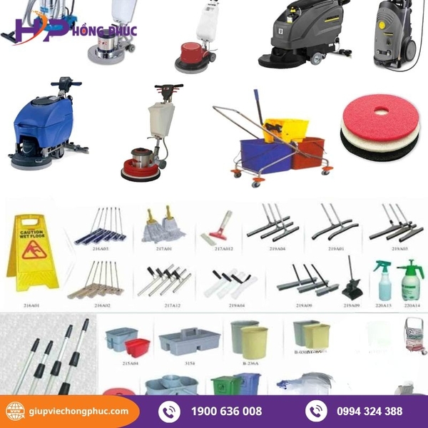 Tổng hợp dụng cụ vệ sinh công nghiệp cần thiết, hiệu quả
