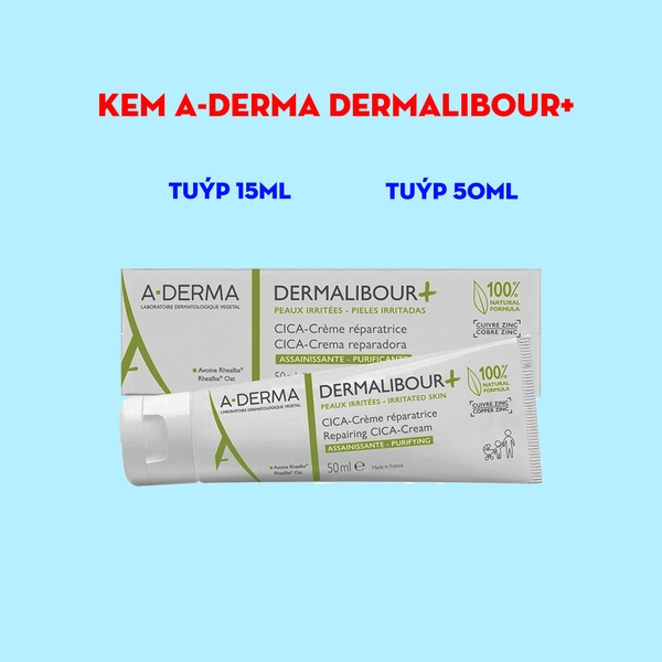 Kem làm dịu phục hồi da A-derma Dermalibour+ Repairing Crème 50ml - giảm khuẩn cho da nhạy cảm, dễ kích ứng