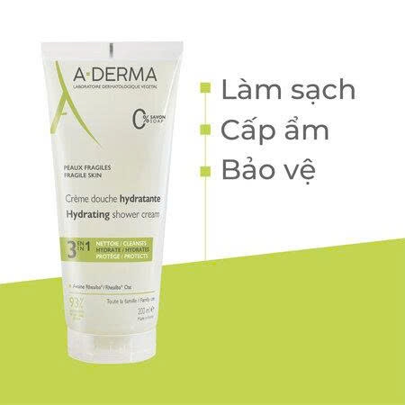 Gel tắm gội A-Derma Hydrating Shower Cream 200ml - giữ ẩm cho da nhạy cảm