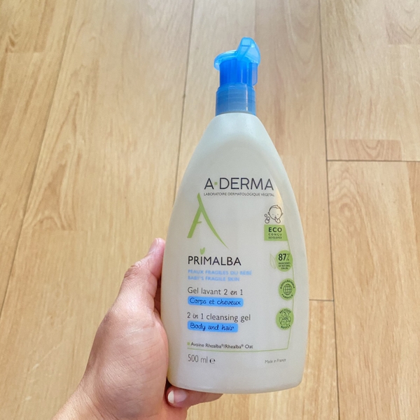 Gel tắm gội cho trẻ sơ sinh và trẻ nhỏ A-Derma Primalba Cleansing Gel 2 in 1 500ml