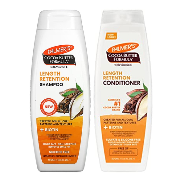 Bộ đôi dầu gội và xả bơ ca cao Palmer's cocoa Butter Formula With Vitamin E Length Retention 400ml x 2