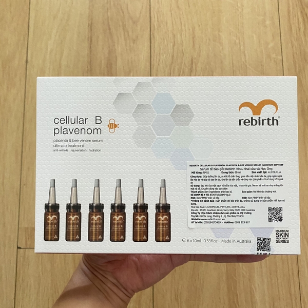 Combo 6 lọ Serum tế bào gốc Nhau thai cừu và Nọc ong Rebirth Cellular B Plavenom Gift Set 10ml x 6 lọ