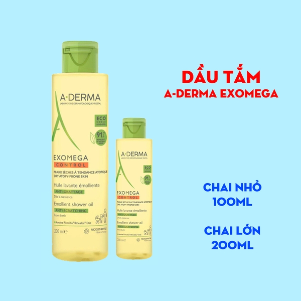 Dầu tắm A-derma Exomega Control Shower Oil 200ml - giảm kích ứng, làm dịu cho da khô, da cơ địa