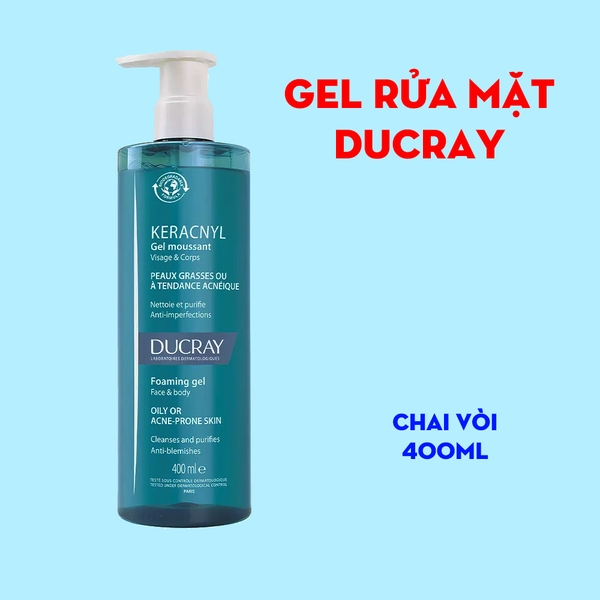 Gel Rửa Mặt Cho Da nhờn Mụn Ducray Keracnyl Foaming Gel 200ml
