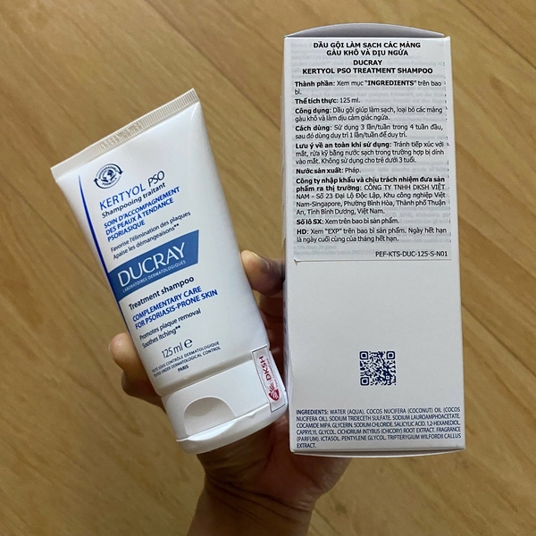 Dầu Gội Giảm Gàu Mảng Giảm Ngứa Ducray Kertyol PSO Treatment Shampoo 125ml