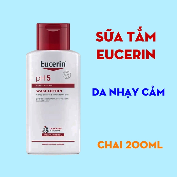 Sữa tắm dạng gel pH5, cho da nhạy cảm (có mùi) Eucerin pH5 Washlotion 200ml