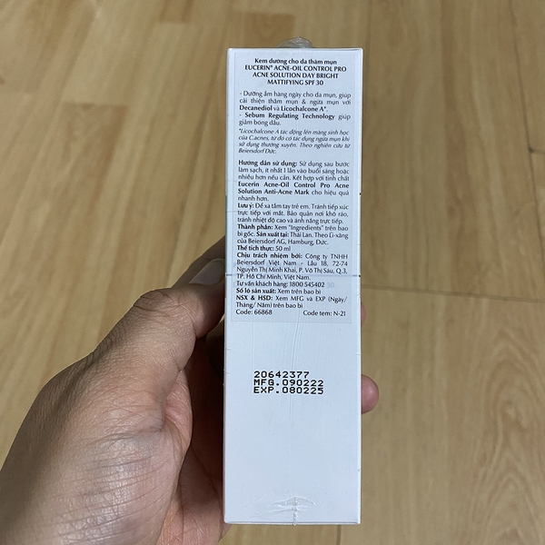 Kem dưỡng mụn ban ngày Eucerin Pro Acne Day Bright Mattifying SPF30 50ml