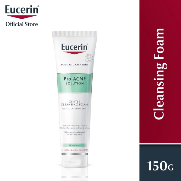 [Tặng bọt biển] Sữa rửa mặt tạo bọt dịu nhẹ dành cho da mụn Eucerin Pro Acne Cleansing Foam 150g