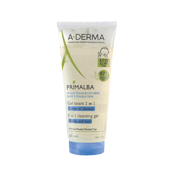 Gel tắm gội cho trẻ sơ sinh và trẻ nhỏ A-Derma Primalba Cleansing Gel 2 in 1 200ml