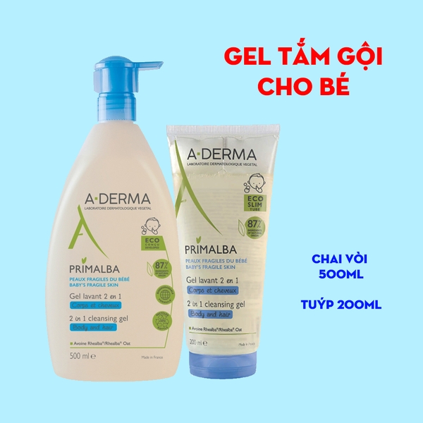 Gel tắm gội A-Derma Primalba Cleansing Gel 2in1 500ml - cho trẻ sơ sinh và trẻ nhỏ
