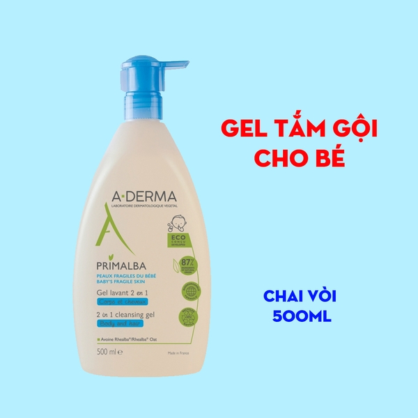 Gel tắm gội A-Derma Primalba Cleansing Gel 2in1 500ml - cho trẻ sơ sinh và trẻ nhỏ