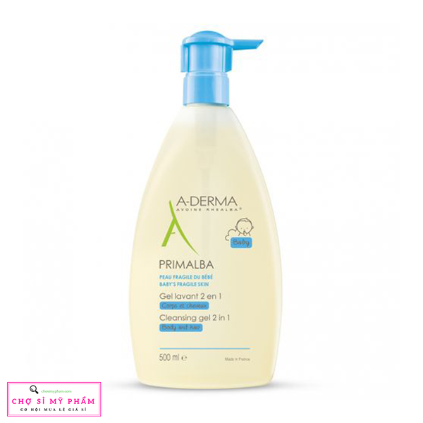 Gel tắm gội cho trẻ sơ sinh và trẻ nhỏ A-Derma Primalba Cleansing Gel 2 in 1 500ml
