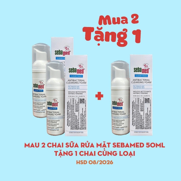 Sữa rửa mặt tạo bọt kháng khuẩn giảm mụn Sebamed pH5.5 Clear Face AntiBacterial Cleansing Foam 50ml