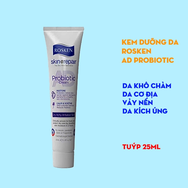 Kem dưỡng Rosken AD Probiotic Cream 75ml - chăm sóc da cơ địa, da dị ứng, da khô, chàm, vảy nến