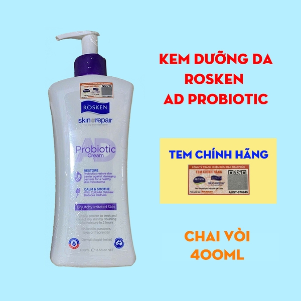 Kem dưỡng Rosken AD Probiotic Cream 75ml - chăm sóc da cơ địa, da dị ứng, da khô, chàm, vảy nến