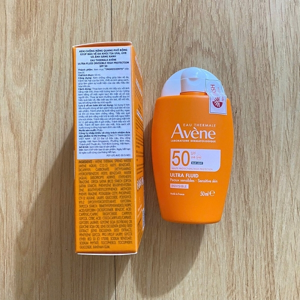 Kem chống nắng Avene Ultra Fluid Invisible High Protection SPF50 50ml - dạng sữa cho da thường, da hỗn hợp