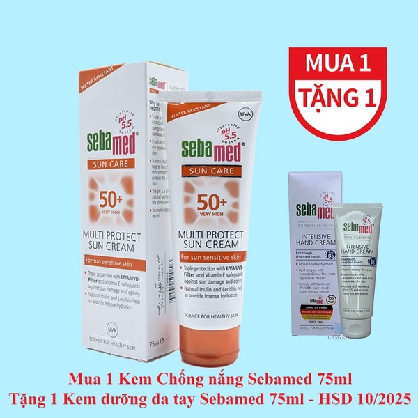Kem chống nắng cho da nhạy cảm Sebamed pH5.5 Sun Care Multi Protect Sun Cream SPF 50+ 75ml