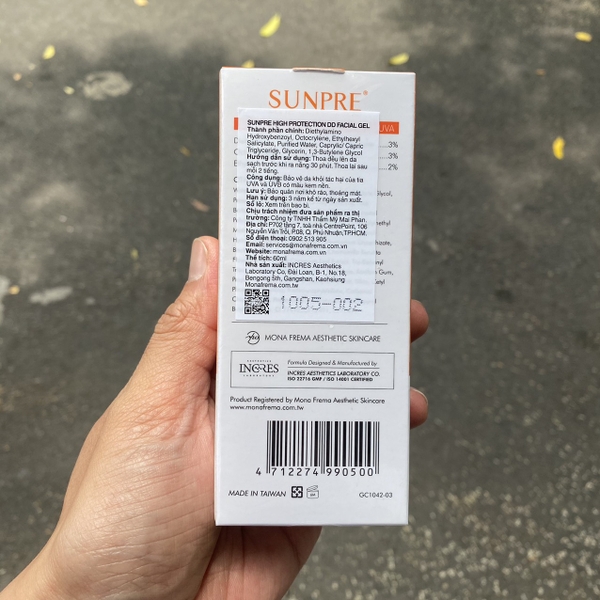 Kem Chống Nắng Sunpre High Protection DD Facial Gel SPF 50+/PA ++++ 60ml