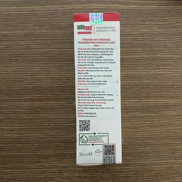 Kem dưỡng Sebamed Anti Redness Regenerating Intensive Care 50ml - phục hồi, tái tạo da