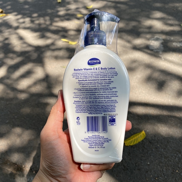 [Tem chính hãng] Sữa dưỡng trắng Redwin Body Lotion Vitamin E C With EPO 400ml - cấp và khóa ẩm, trắng da