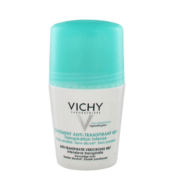 Lăn khử mùi, giúp khô thoáng vùng da dưới cánh tay Vichy Deodorant Traitement Anti Transpirant 48H 50ml