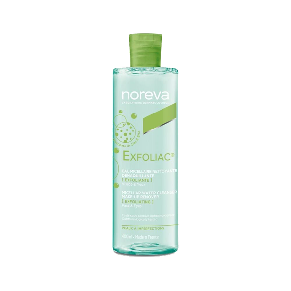 Nước tẩy trang Noreva Exfoliac Micellar Water Cleanser Make Up Remover 400ml - Cho Da Dầu Mụn