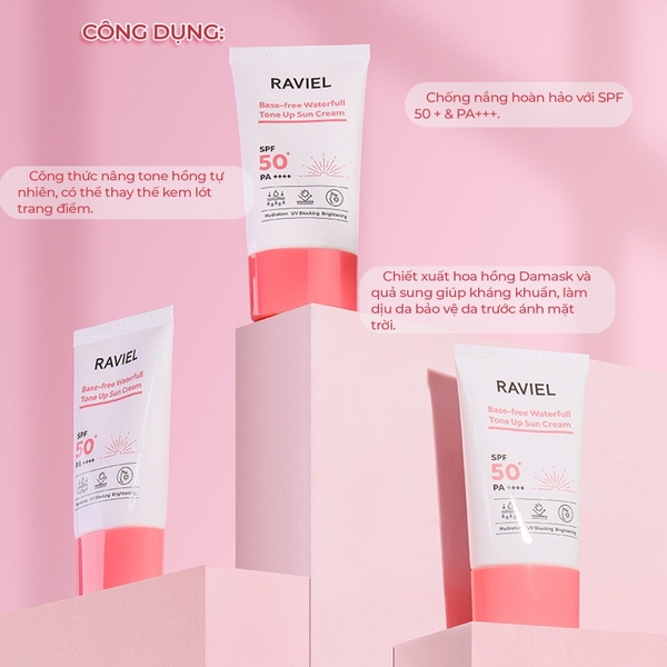 Kem chống nắng nâng tone Raviel Base-free Waterfull Tone Up Sun Cream 50ml