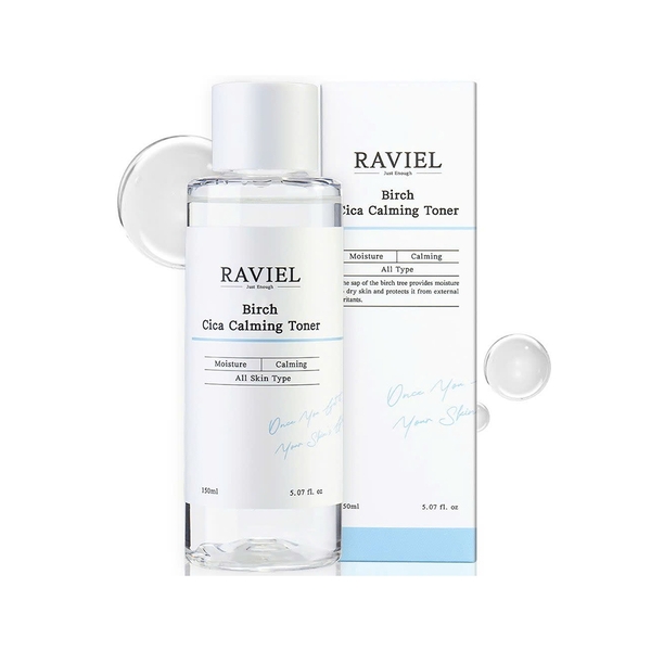 Nước hoa hồng làm dịu da kích ứng, mẩn đỏ Raviel Birch Cica Calming Toner 150ml