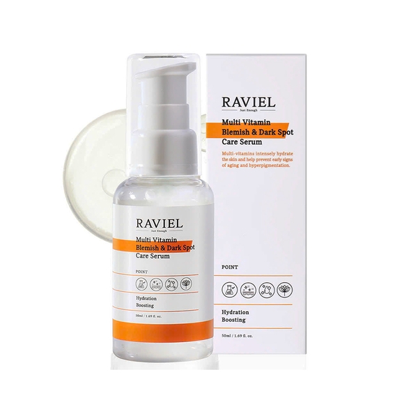 Tinh chất dưỡng sáng, làm mờ đốm nâu, căng bóng da Raviel Multi Vitamin Blemish Dark Spot Care Serum 50ml